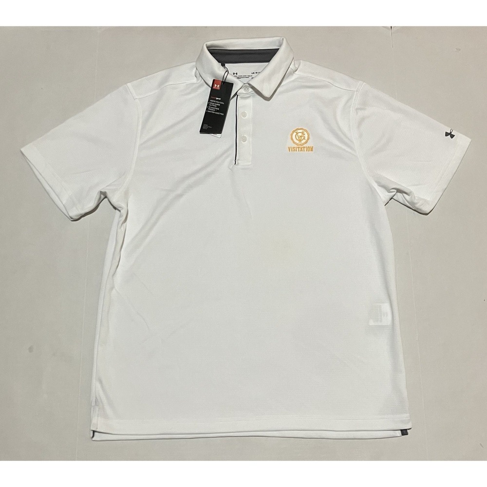 NWT Underarmour THE PLAYOFF POLO‎ Shirt Size Large Heatgear Golf White Loose